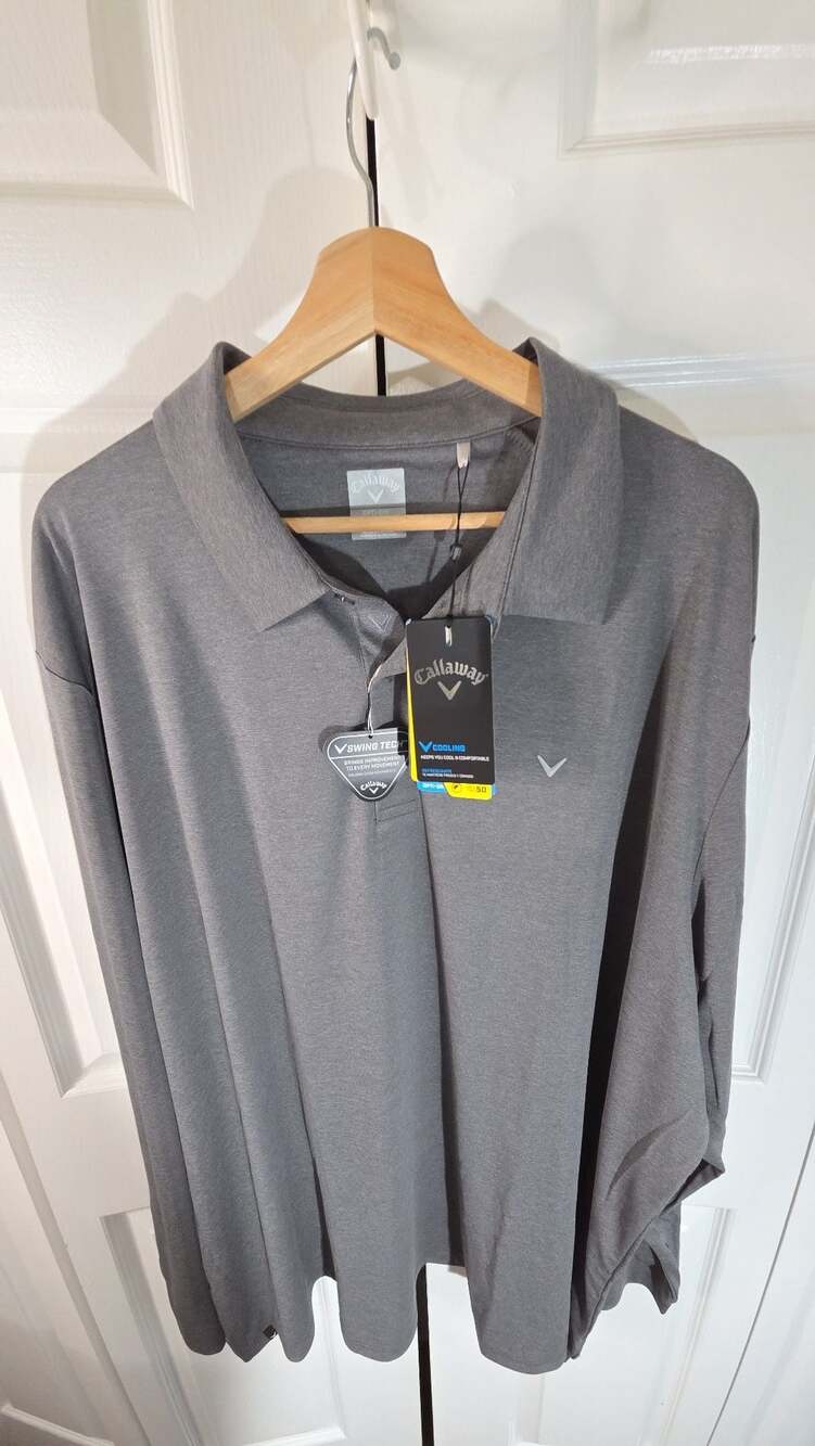 Callaway Men's Big & Tall Swing Tech Essential Opti-Dri Long Sleeve Polo Shirt - Picture 6 of 7